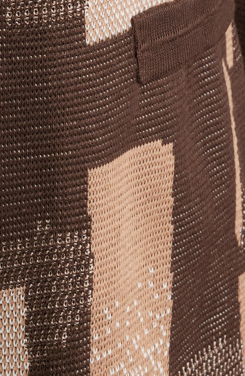 Ming Wang Geometric Jacquard Knit Blazer, Alternate, color, Warm Taupe/ Dark Umber/ Ivory