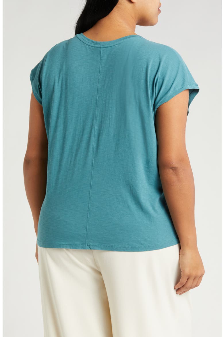 V-Neck Pima Cotton Slub T-Shirt, Alternate, color, TEAL HYDRO