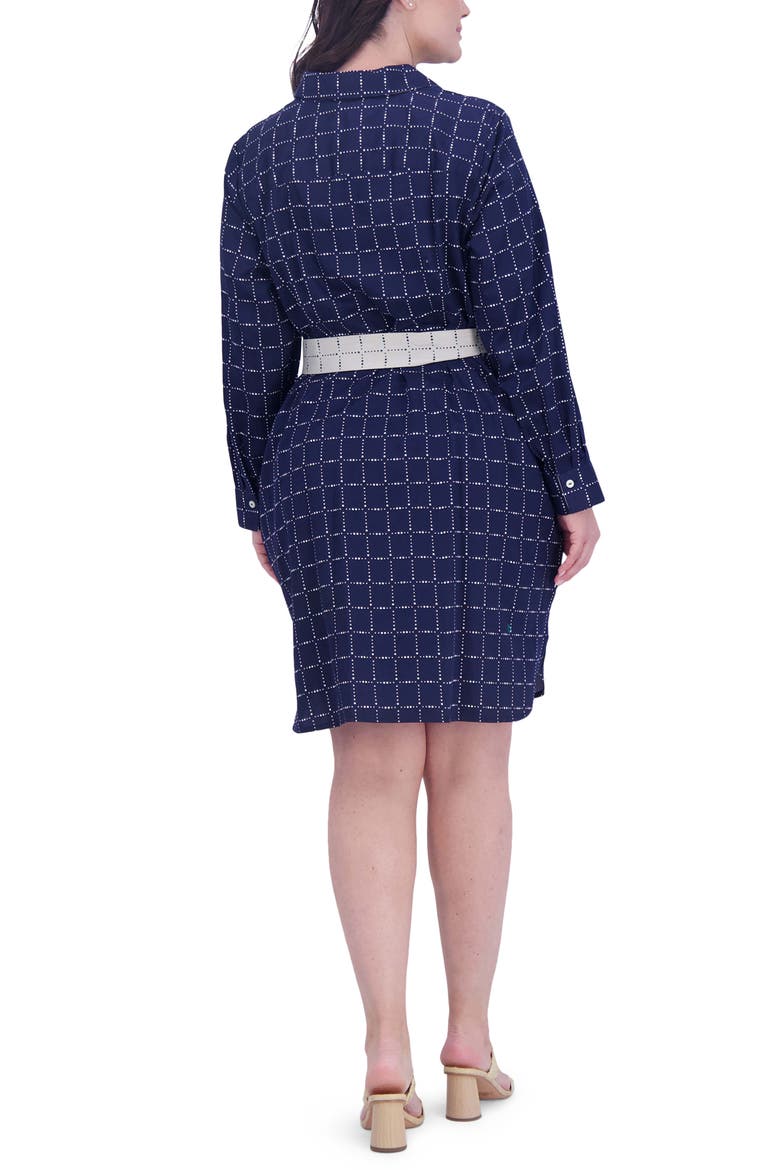 Rocca Dot Print Long Sleeve Cotton Shirtdress, Alternate, color, NAVY