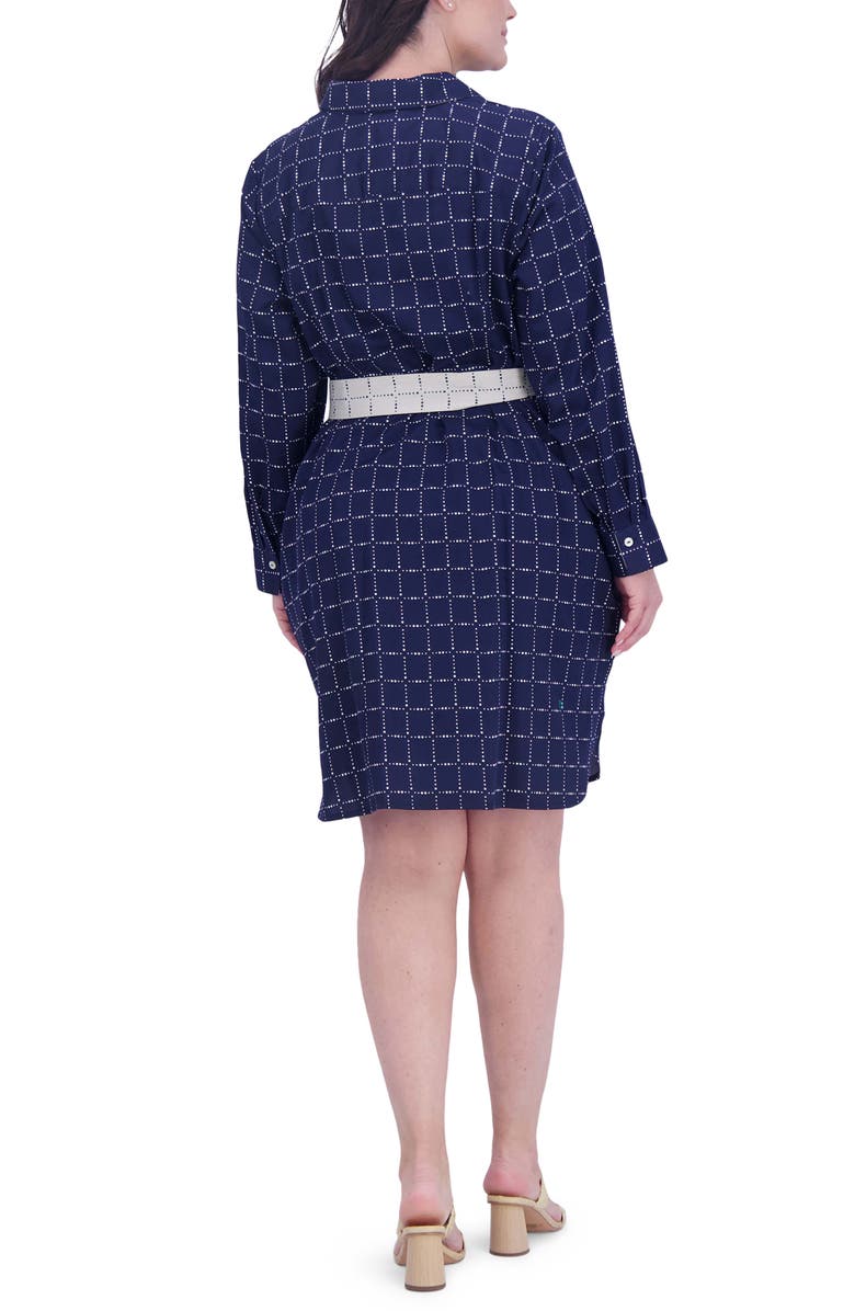 Foxcroft Rocca Dot Print Long Sleeve Cotton Shirtdress, Alternate, color, Navy