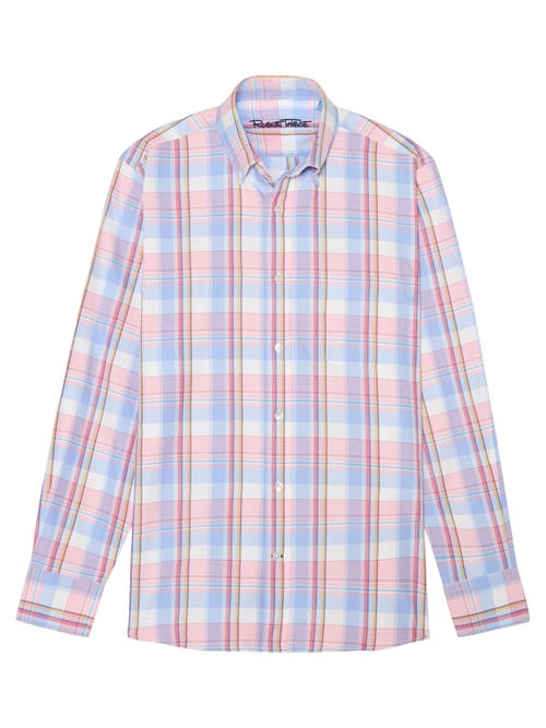 Robert Talbott Harrison Button Down Multicolor Plaid Oxford Shirt In Pink