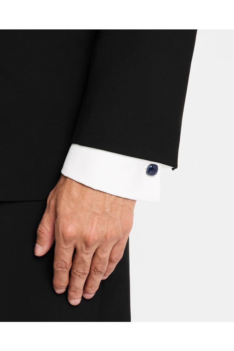 Sapphire Square Sterling Cufflink Stud Set, Alternate, color, Blue