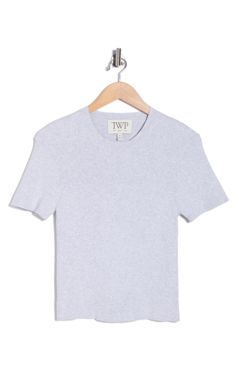 TWP Cashmere Knit Pocket T-Shirt, Main, color, White/ Grey Heather