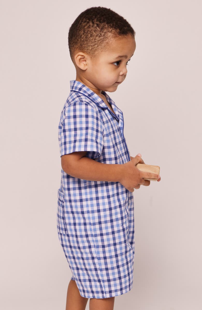 Petite Plume Gingham Summer One-Piece Romper Pajamas, Alternate, color,