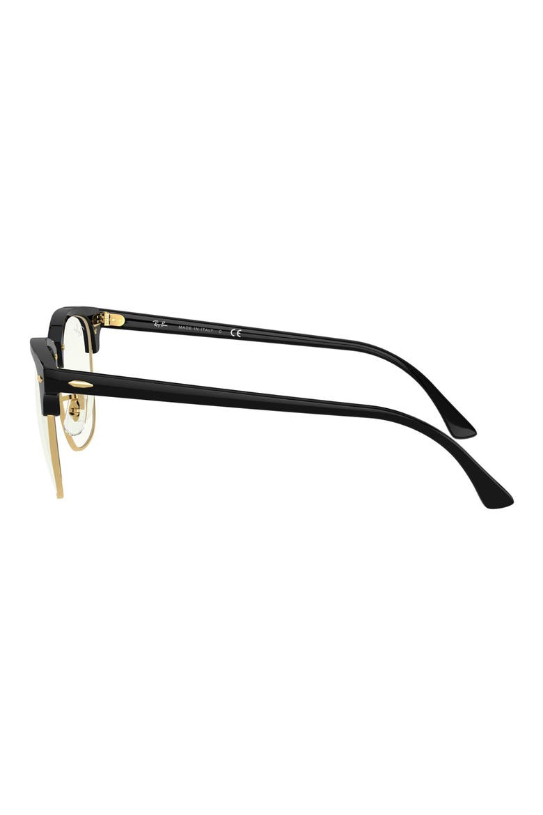 49mm Clubmaster Blue Light Blocking Everglasses, Alternate, color, BLACK