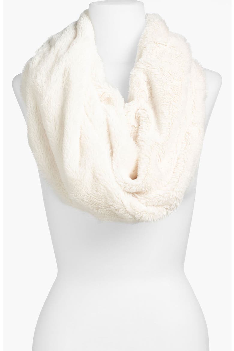 Lush Faux Fur Circle Scarf, Main, color, IVORY