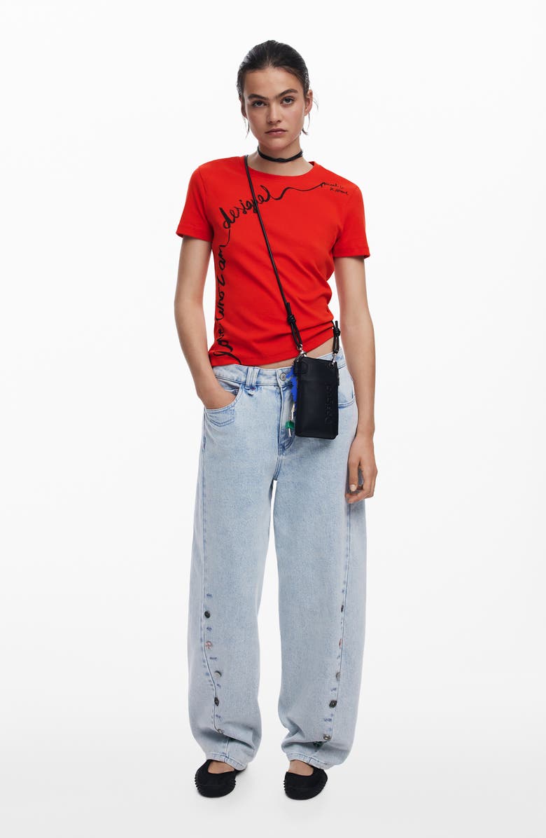 Desigual Faux Leather Crossbody Wallet, Alternate, color, Black