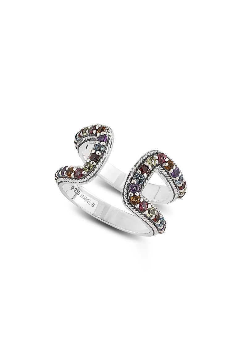 Double Multi Stone Band Ring, Main, color, MULTI
