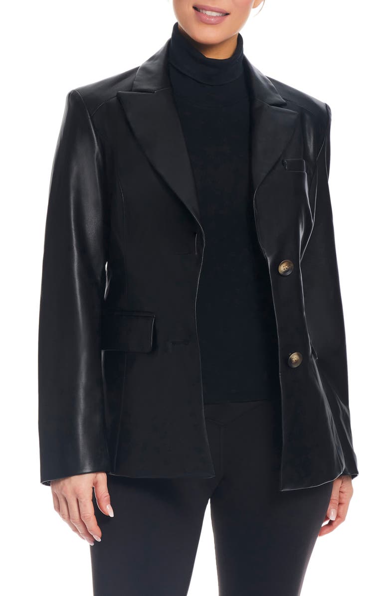 Sanctuary Corset Back Faux Leather Blazer, Main, color,