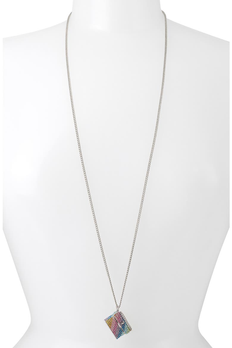 Rainbow Crystal Purse Pendant Long Necklace, Alternate, color, MULTI