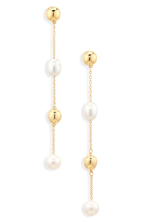 Faux Pearl Station Drop Earrings