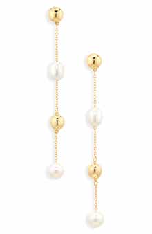 Faux Pearl Station Drop Earrings