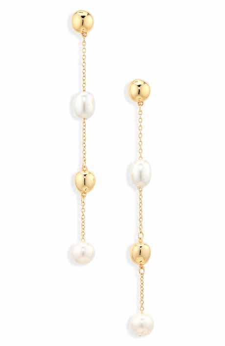 NORDSTROM RACK Faux Pearl Station Drop Earrings