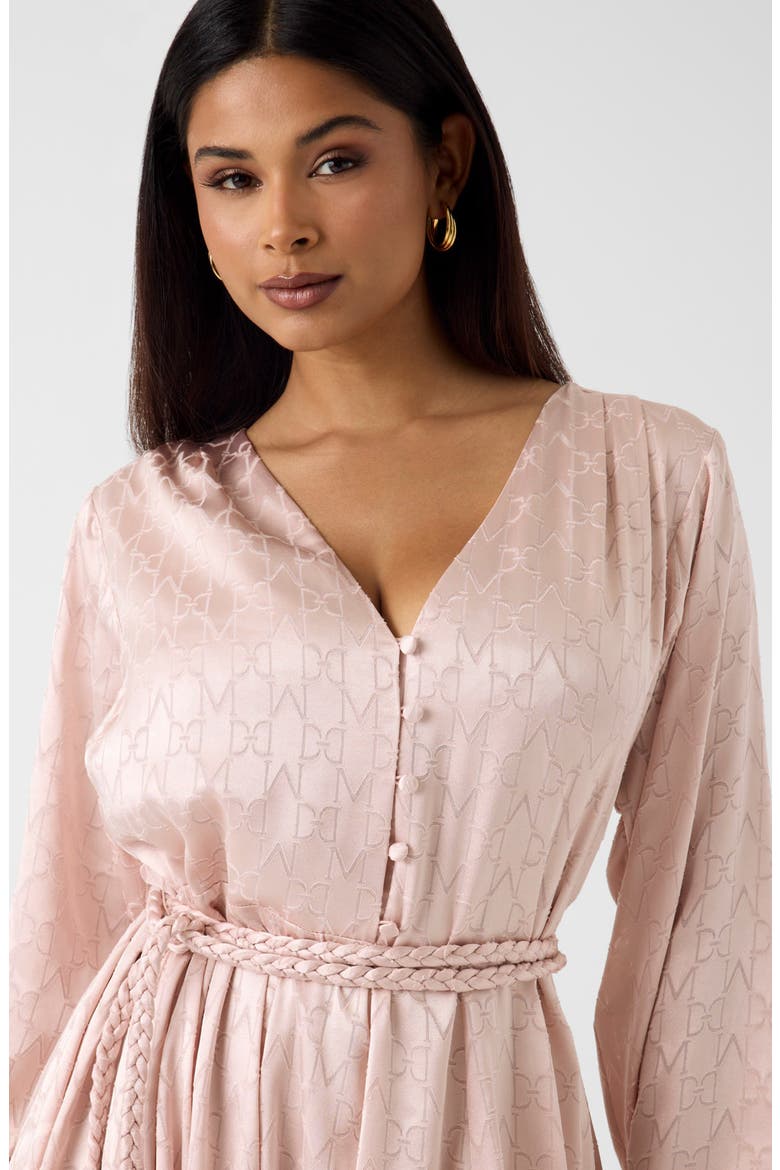 Hadil Logo Monogram V-Neck Minidress, Alternate, color, MEDIUM PINK