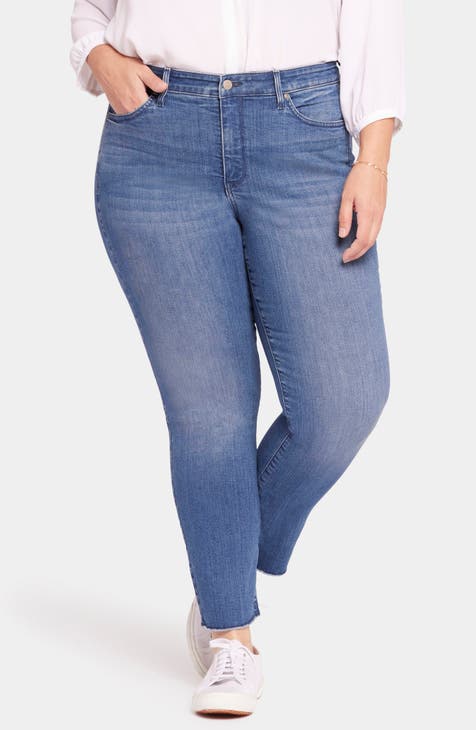 Sheri Fray Hem Ankle Slim Jeans (Sweetbay) (Plus)