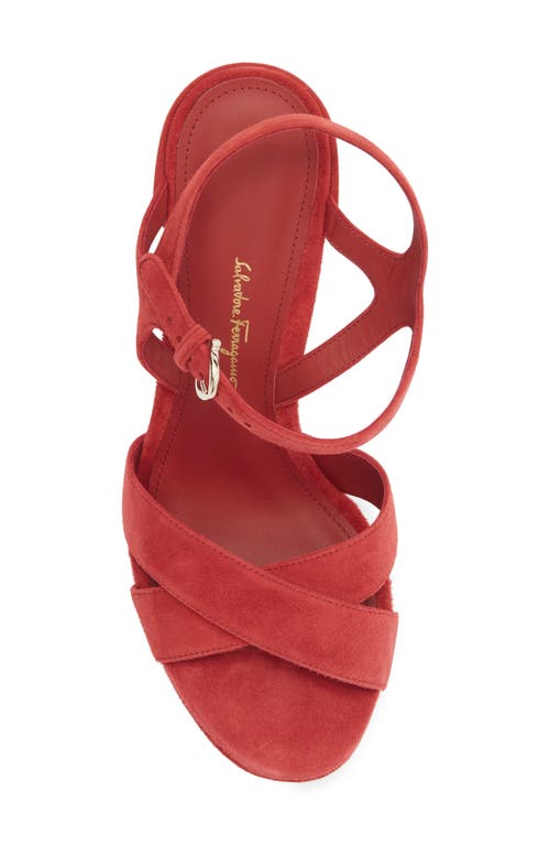 Ferragamo Sonya Ankle Strap Platform Sandal In Brown