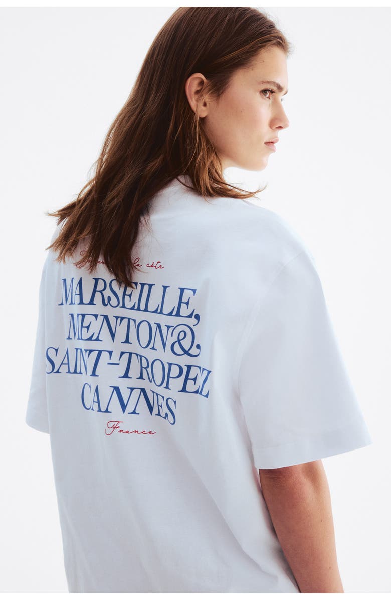 H&M Oversized Print-motif T-shirt, Alternate, color, White/Marseille