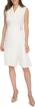 Calvin Klein Sleeveless Side Buckle Wrap Dress