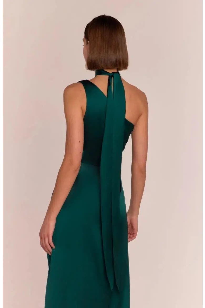 Porto One Shoulder Dress, Alternate, color, Forest Green