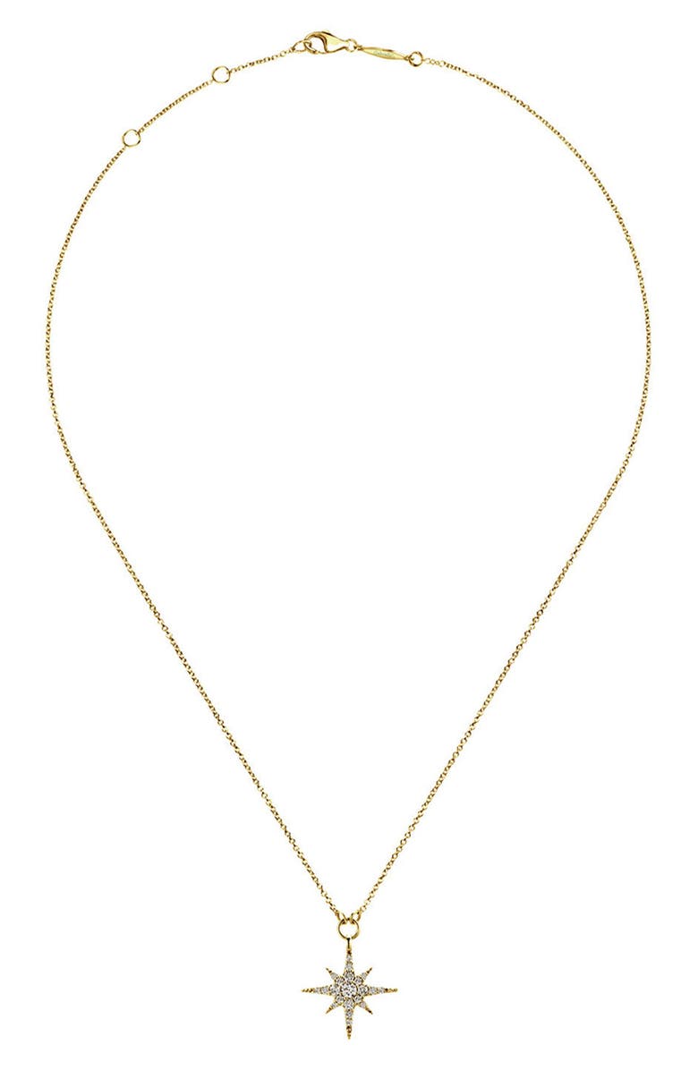 Gabriel & Co. Diamond Starburst Pendant Necklace, Alternate, color, Gold