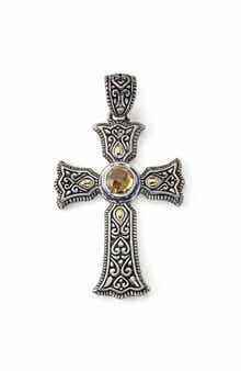 SAMUEL B. Sterling Silver & 18K Gold Semiprecious Stone Cross Pendant