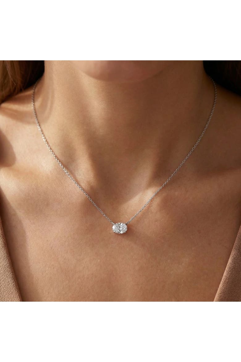 Certified 2Ct Diamond Oval Solitaire Pendant 14k Gold 18" Womens Chain Lab Grown, Alternate, color, White Gold