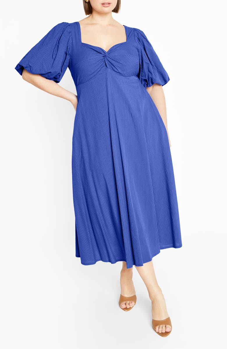 City Chic Hermione Puff Sleeve Empire Waist Maxi Dress, Main, color, Sky Blue