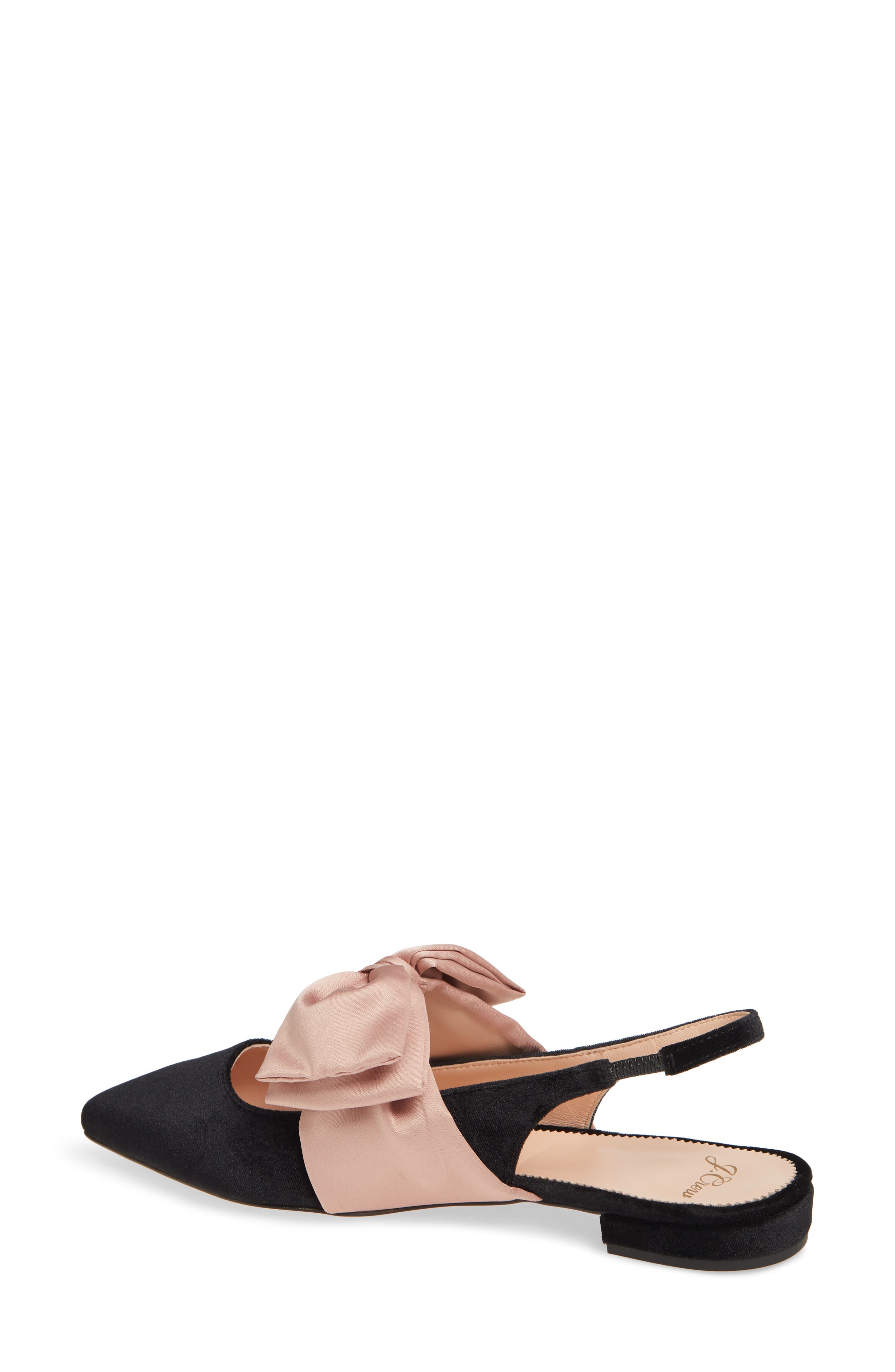Gwen Slingback Flat with Bow, Alternate, color, BLACK VELVET