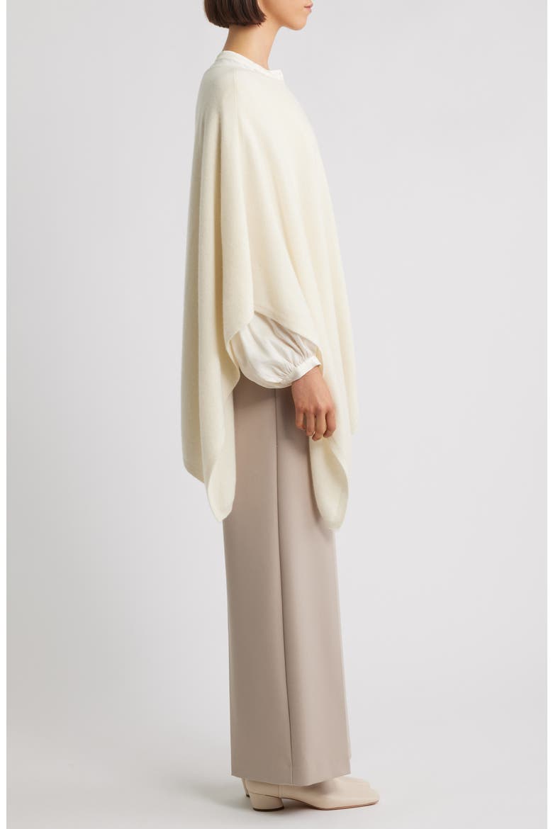 Boat Neck Silk & Cashmere Poncho, Alternate, color, 100WHT