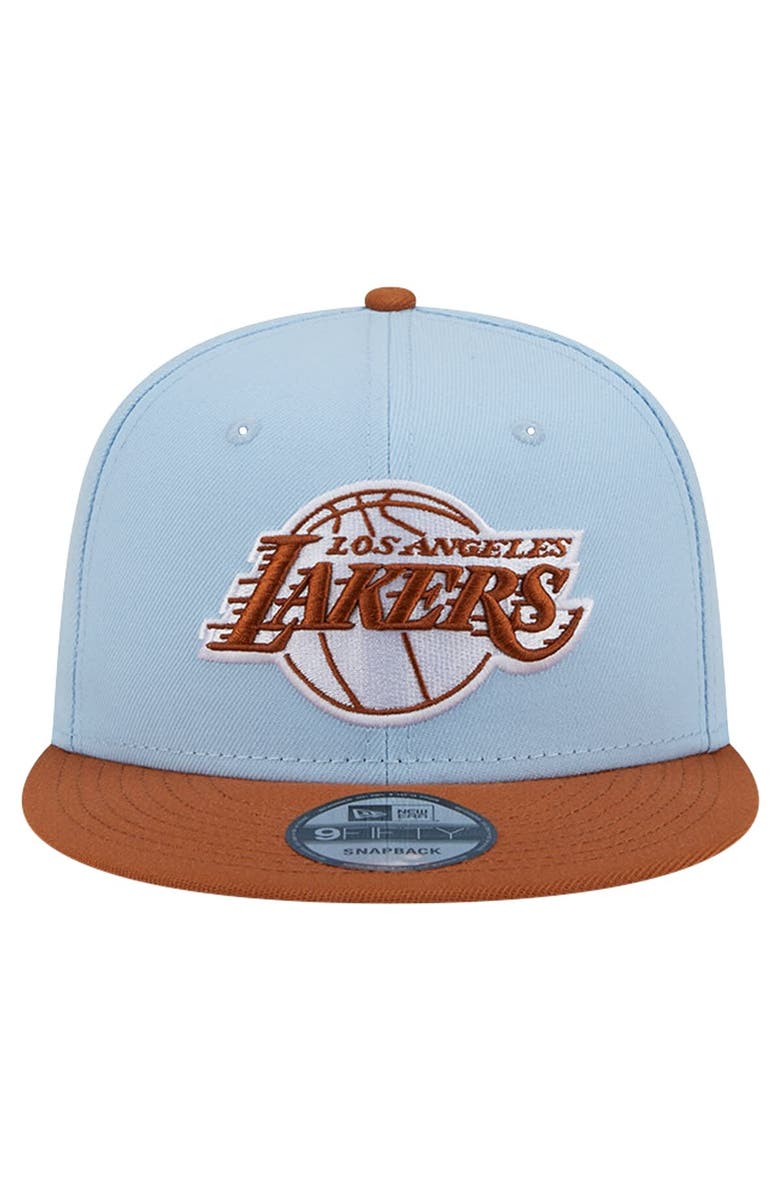 New Era Men's New Era Light Blue/Brown Los Angeles Lakers 2-Tone Color Pack 9FIFTY Snapback Hat, Alternate, color,