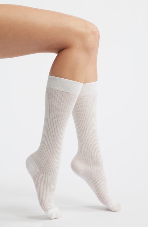 Everything's Fine Semisheer Cotton Blend Rib Knee High Socks
