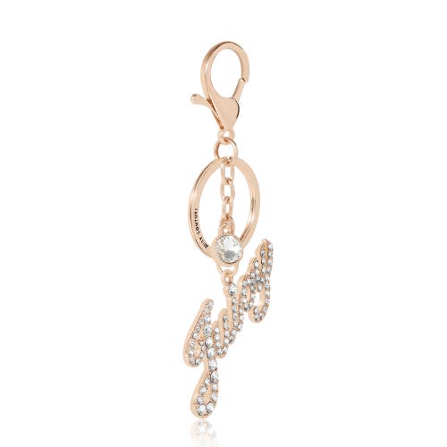 Juicy Couture Crystal Pave "juicy" Script Gold-tone Keychain In Gold