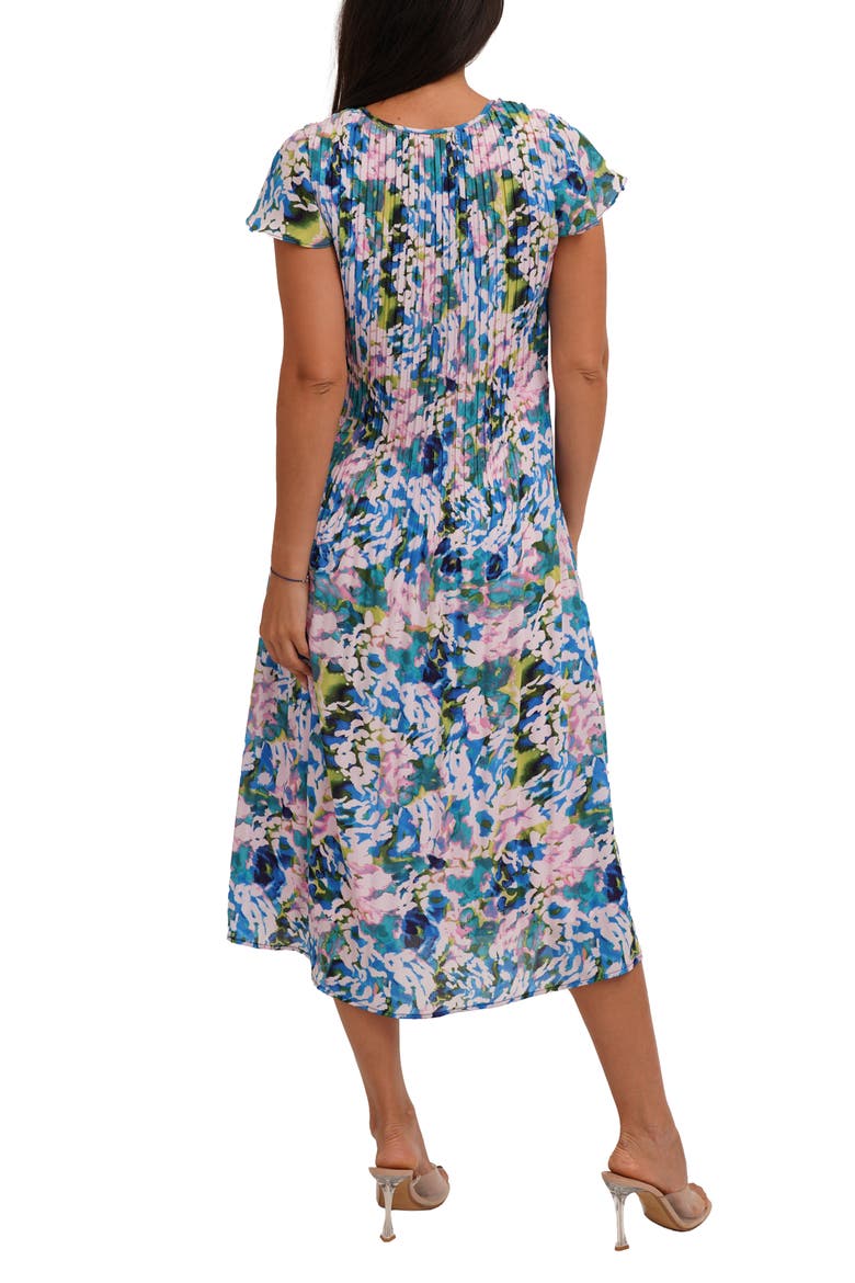 Printed Pleated Fluttery Sleeve Midi Dress, Alternate, color, PAULA COOL