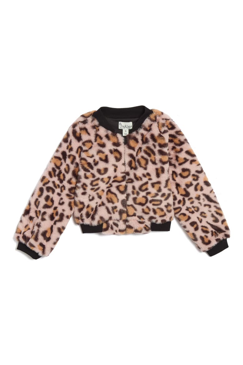 Kids' Maya Party Dress & Leopard Print Bomber Jacket Set, Alternate, color, PINK/ BLACK