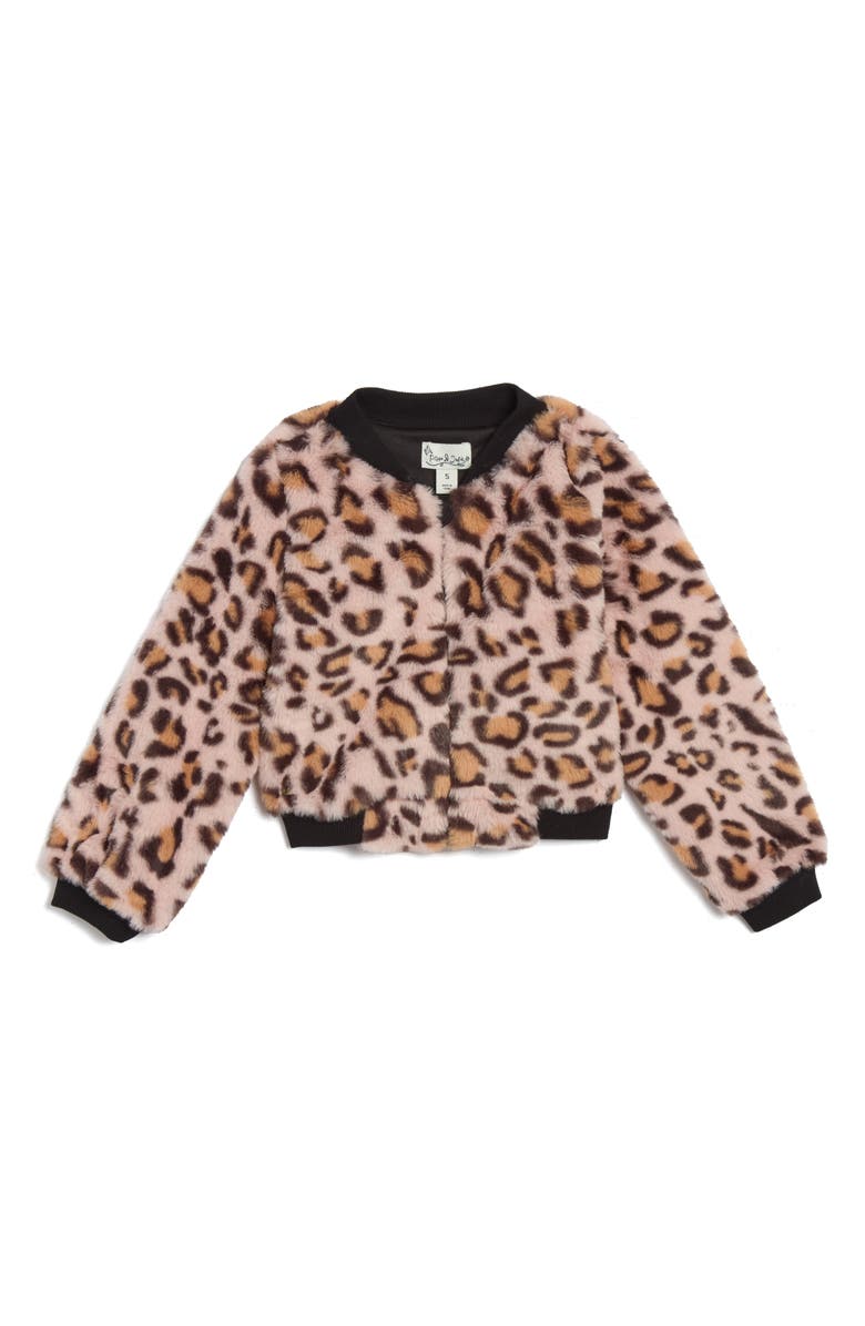 Pippa & Julie Kids' Maya Party Dress & Leopard Print Bomber Jacket Set, Alternate, color, Pink/ Black