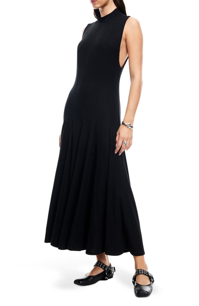 LIONESS Indi Sleeveless Mock Neck Maxi Dress, Alternate, color, Onyx