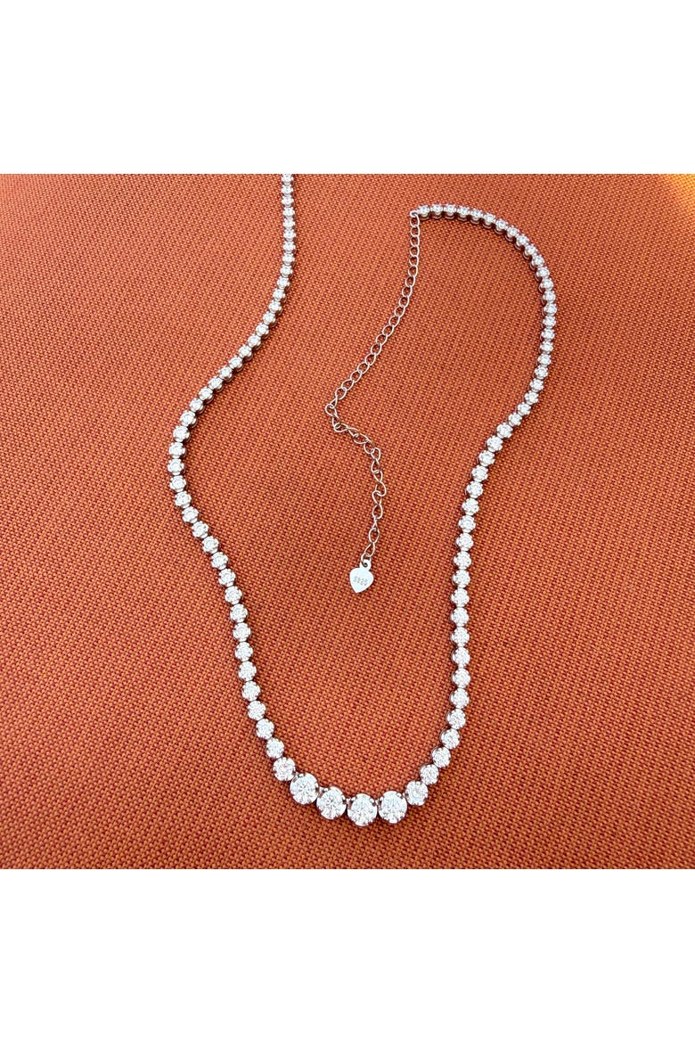 The Claudia Graduated Tennis Necklace, Alternate, color, Silver