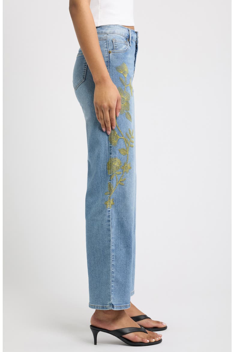 Floral Embroidered Wide Leg Jeans, Alternate, color, KENMORE