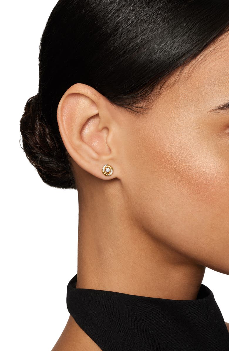 David Yurman Petite Infinity Stud Earrings in 18K Gold with Diamonds, Alternate, color, 