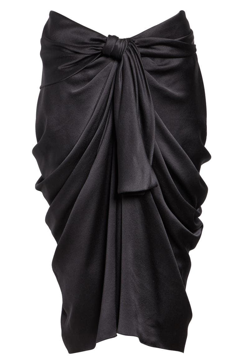 Gathered Organic Silk Satin Skirt, Alternate, color, ALMOST BLACK
