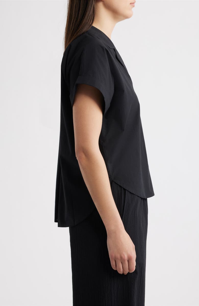 Eileen Fisher Notch Collar Roll Cuff Shirt, Alternate, color, Black