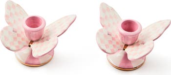 Rosy Check Set of 2 Butterfly Candleholders