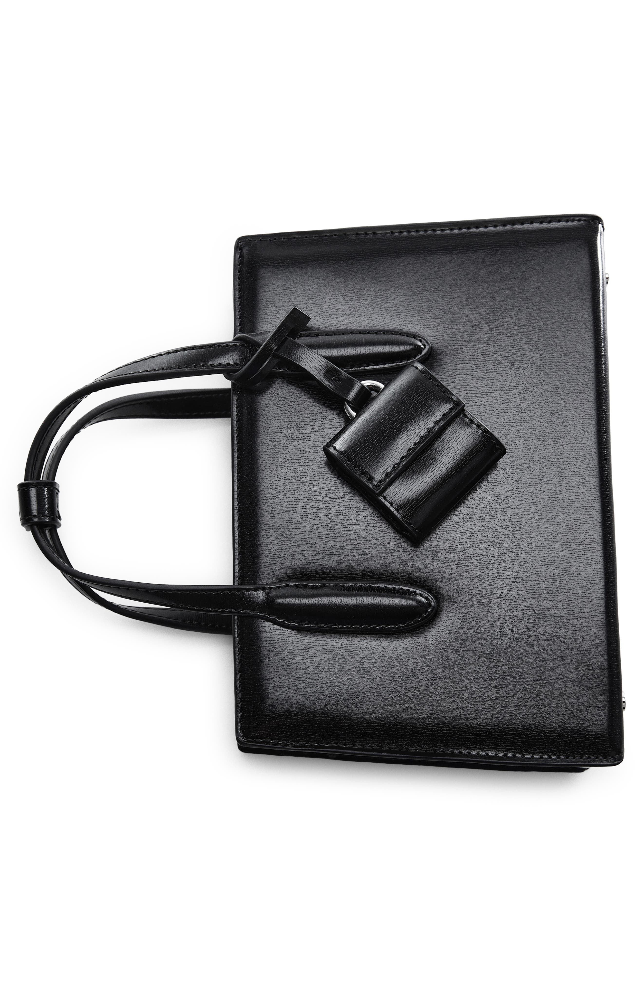 Small Faux Leather Shopper Bag, Alternate, color, BLACK