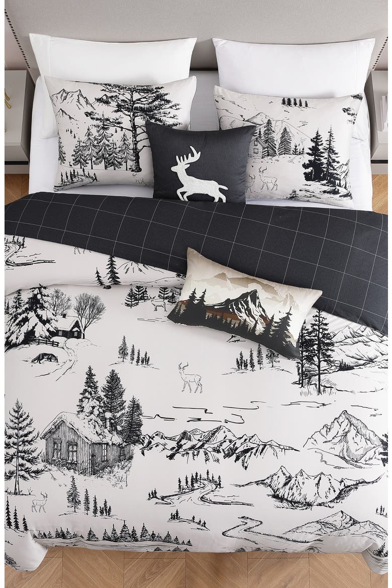 Rocky Mountains Reversible 5-Piece Comforter Set, Alternate, color, WHITE