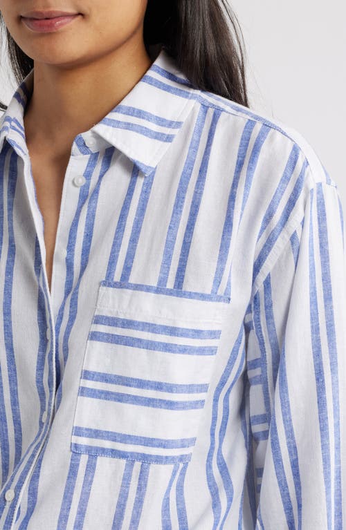 Caslon ® Stripe Linen Blend Button-up Shirt