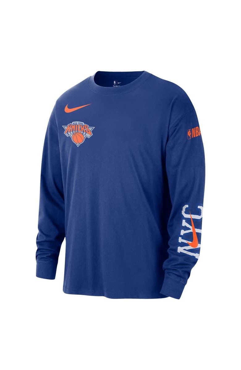 Nike Men's Nike Blue New York Knicks 2024/25 City Edition Courtside Max90 Heavyweight Long Sleeve T-Shirt, Alternate, color, 