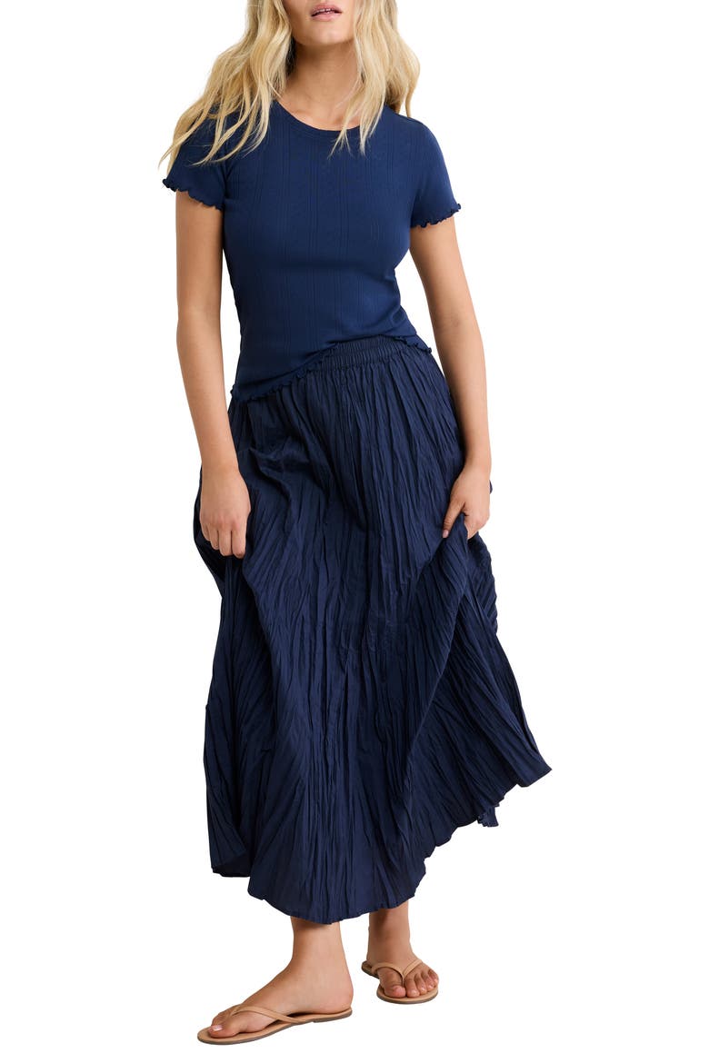 Cotton Crinkle Maxi Skirt, Alternate, color, INK