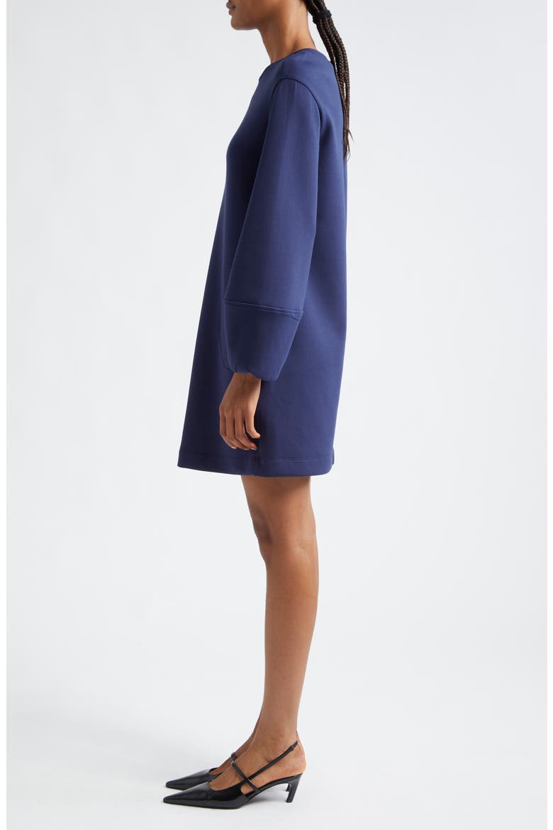 Long Sleeve Cotton Blend Double Jersey Dress, Alternate, color, SOLID DARK BLUE