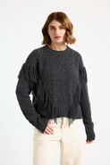 Brodie Pure Cashmere Cable Fringed 100% Cashmere Sweater