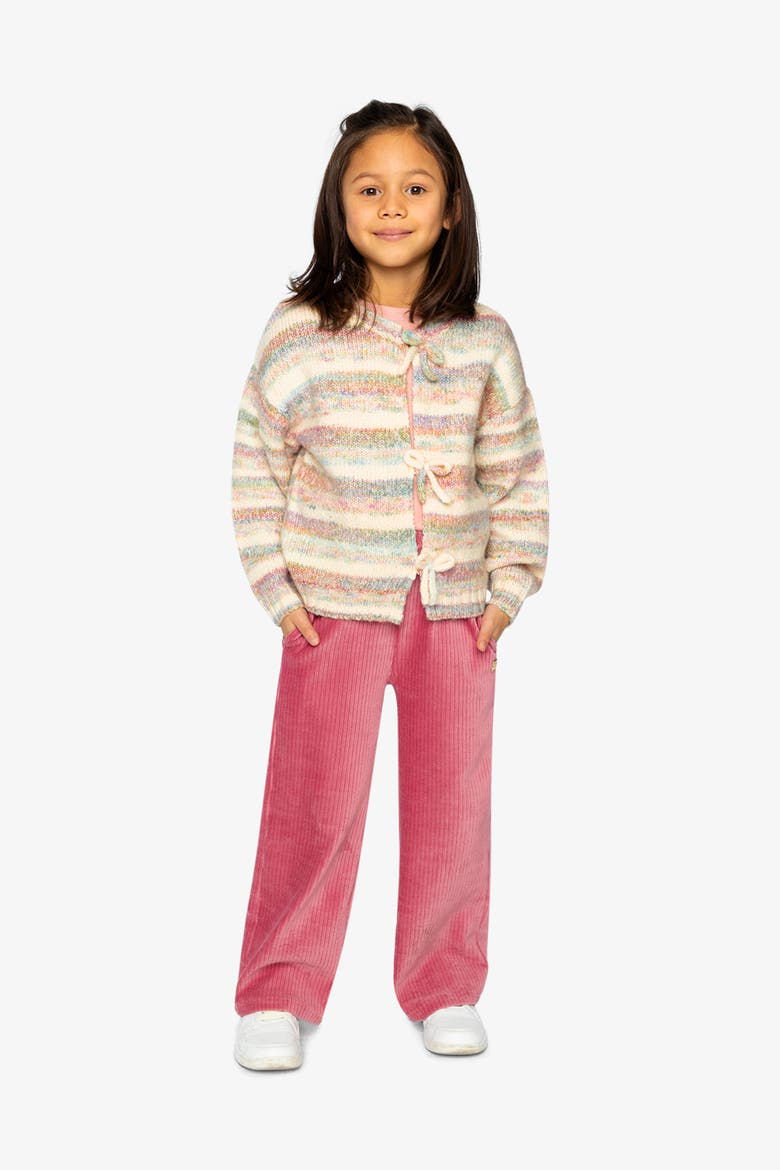 Bow Appliqué Button Front Knitted Cardigan, Alternate, color, Mauve and Blue Knitwear